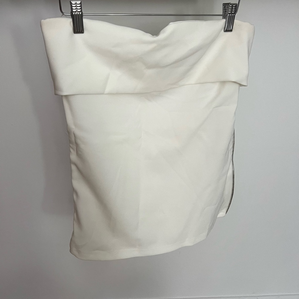 White Zara zipper top strapless